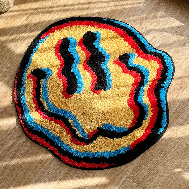Trippy Smiley Face Tufted Rug